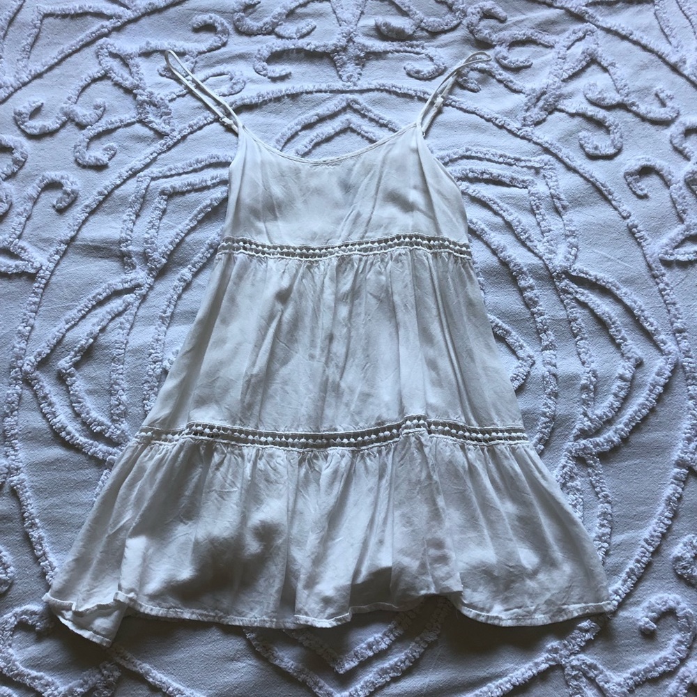 White flowy dress with lace stripes from Nordstrom